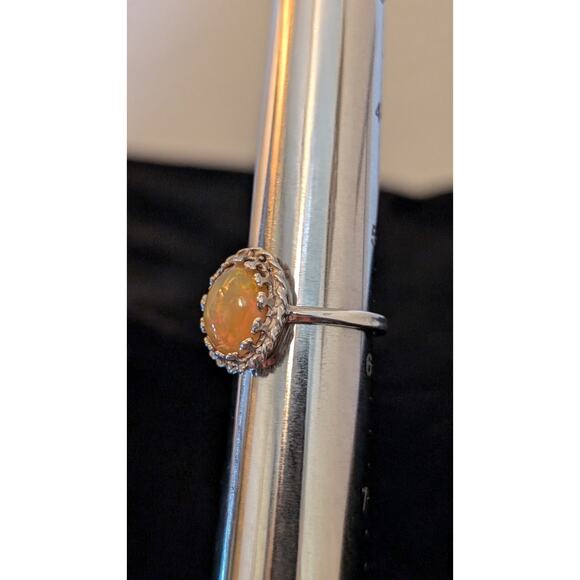 Sterling Silver Lab Created Orange Opal Ring Size 5.75 - Picture 8 of 9